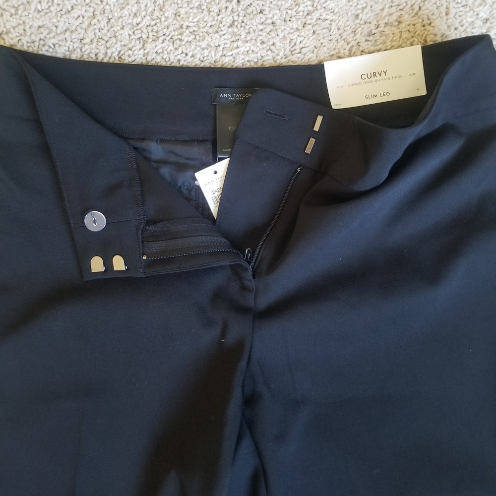 NWT Ann Taylor curvy slim leg black trousers size 4 - Picture 4 of 7